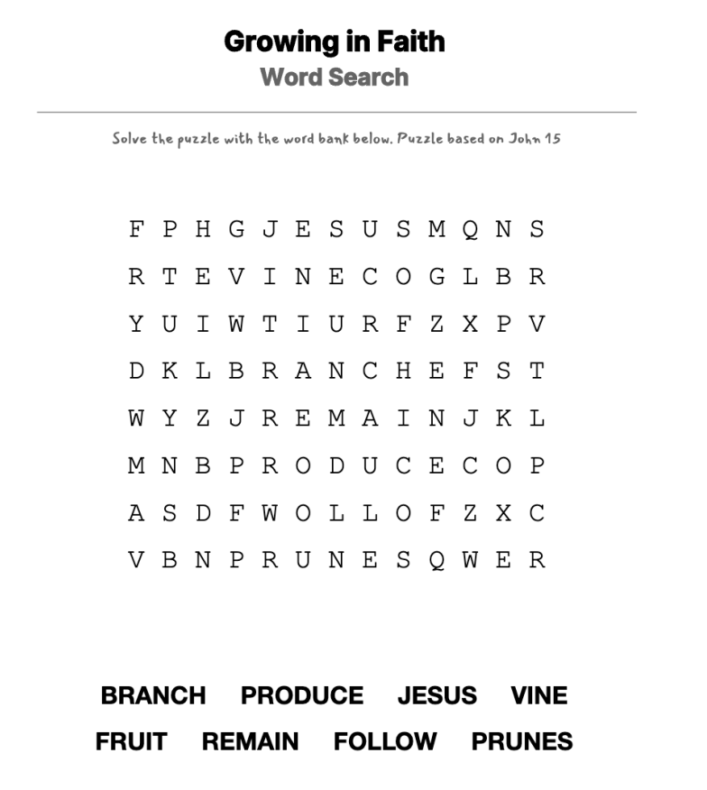 The Pruning of Trees word-search